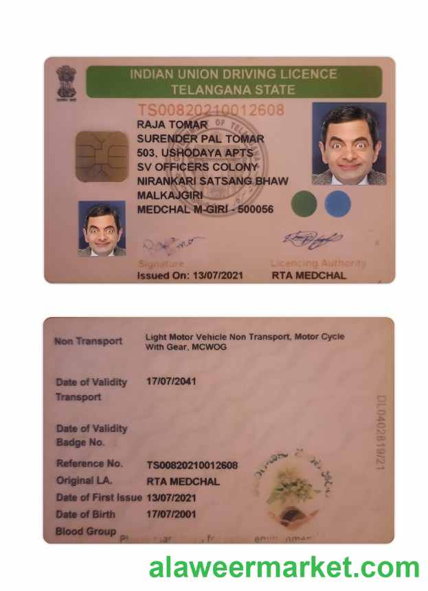 India Telangana state driving license